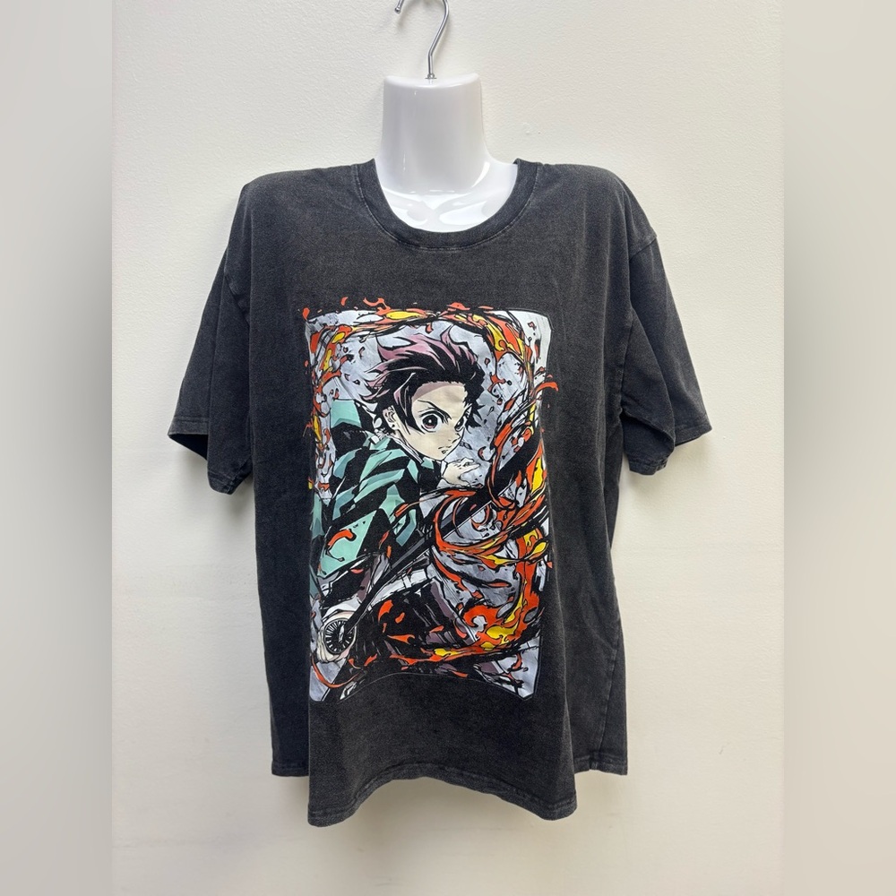 Anime Graphic T-Shirt with Fiery Design